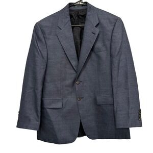 Ralph Lauren Mens Blue Herringbone Wool Silk Blend Sport Coat Blazer Size 44R